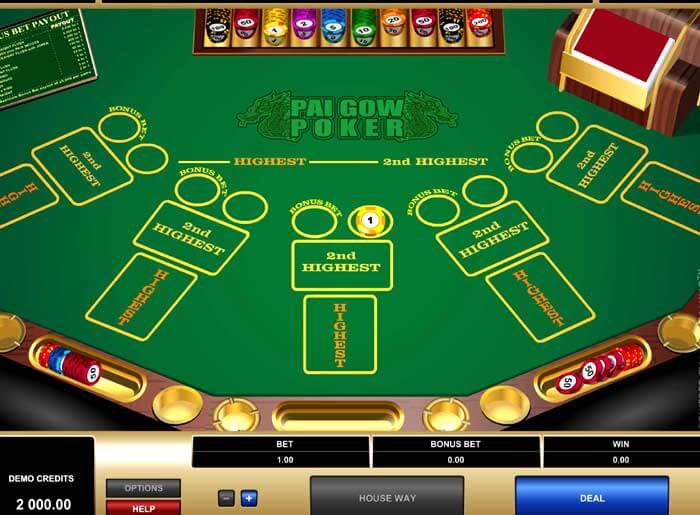 Poker Pai Gow en ligne en argent réel